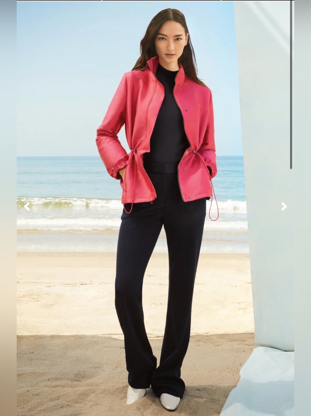 St. John Resort Hot Pink zipper Jacket chic lightweight shimmery windbreaker